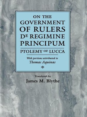 cover image of On the Government of Rulers